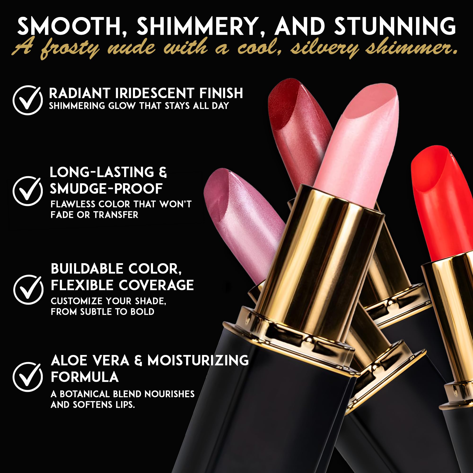 L'Paige Labial Rosa Frio Brillo Irisado: destello que captura la luz suavemente.