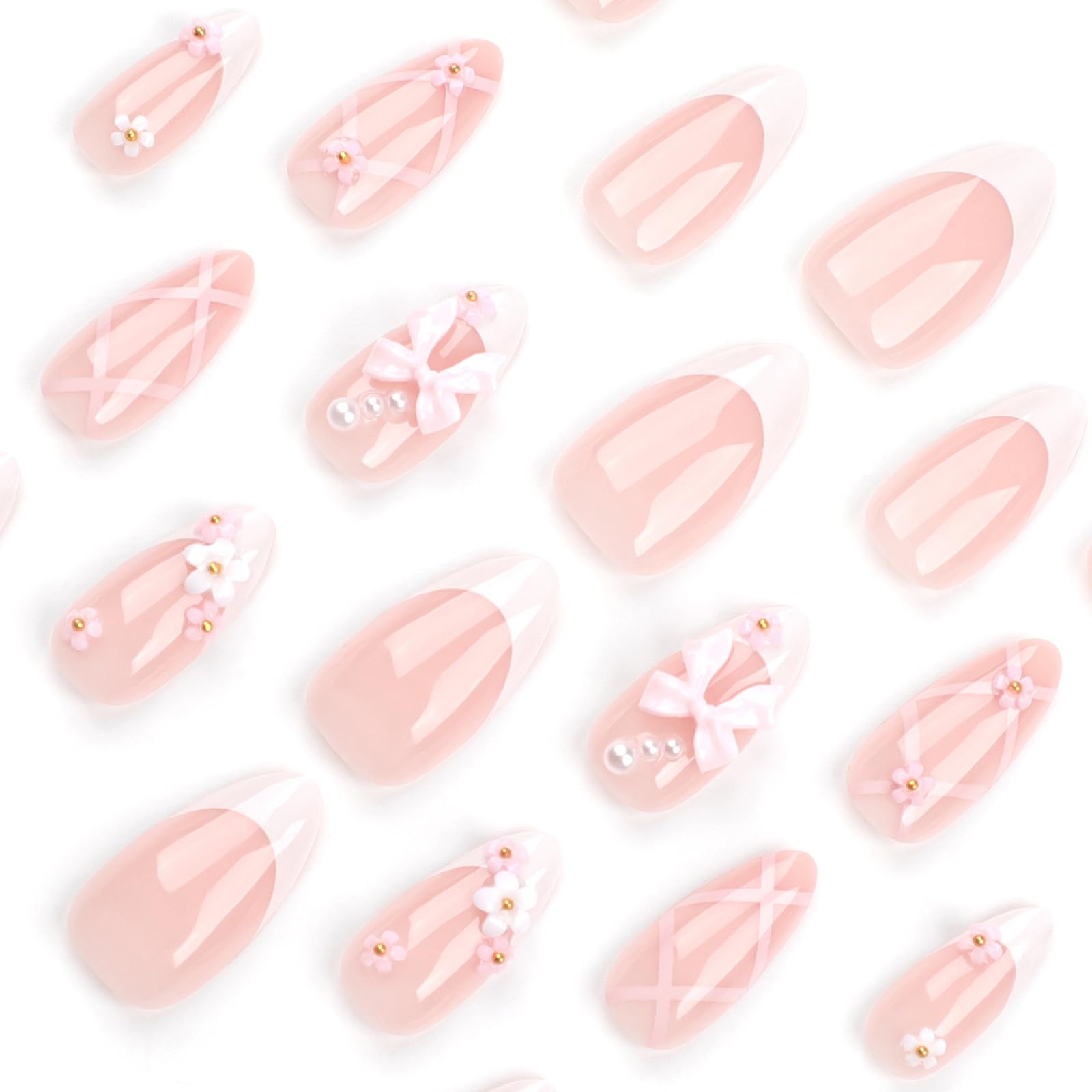 LPOODDNU uñas acrílicas rosadas con acabado natural y duradero.