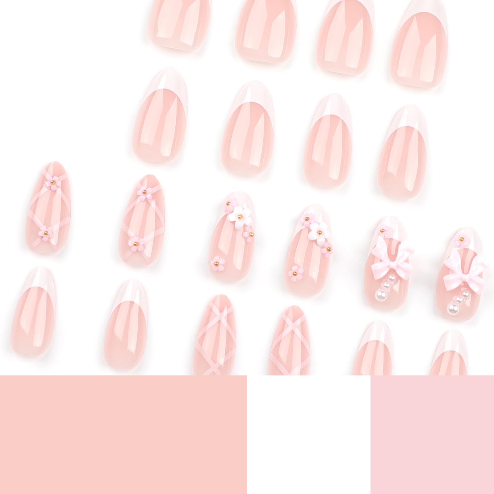 LPOODDNU uñas con estilo francés y detalles femeninos para ocasiones.