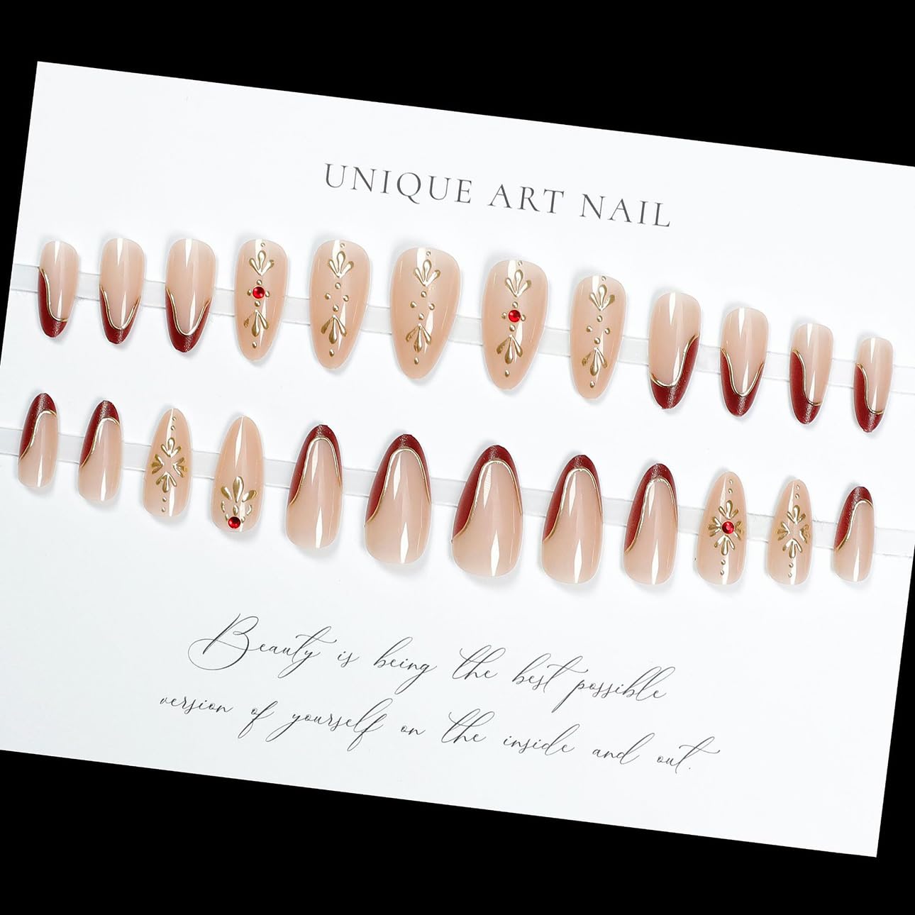 Kit de 24 uñas falsas LPOODDNU con tallas variadas para manicura DIY.
