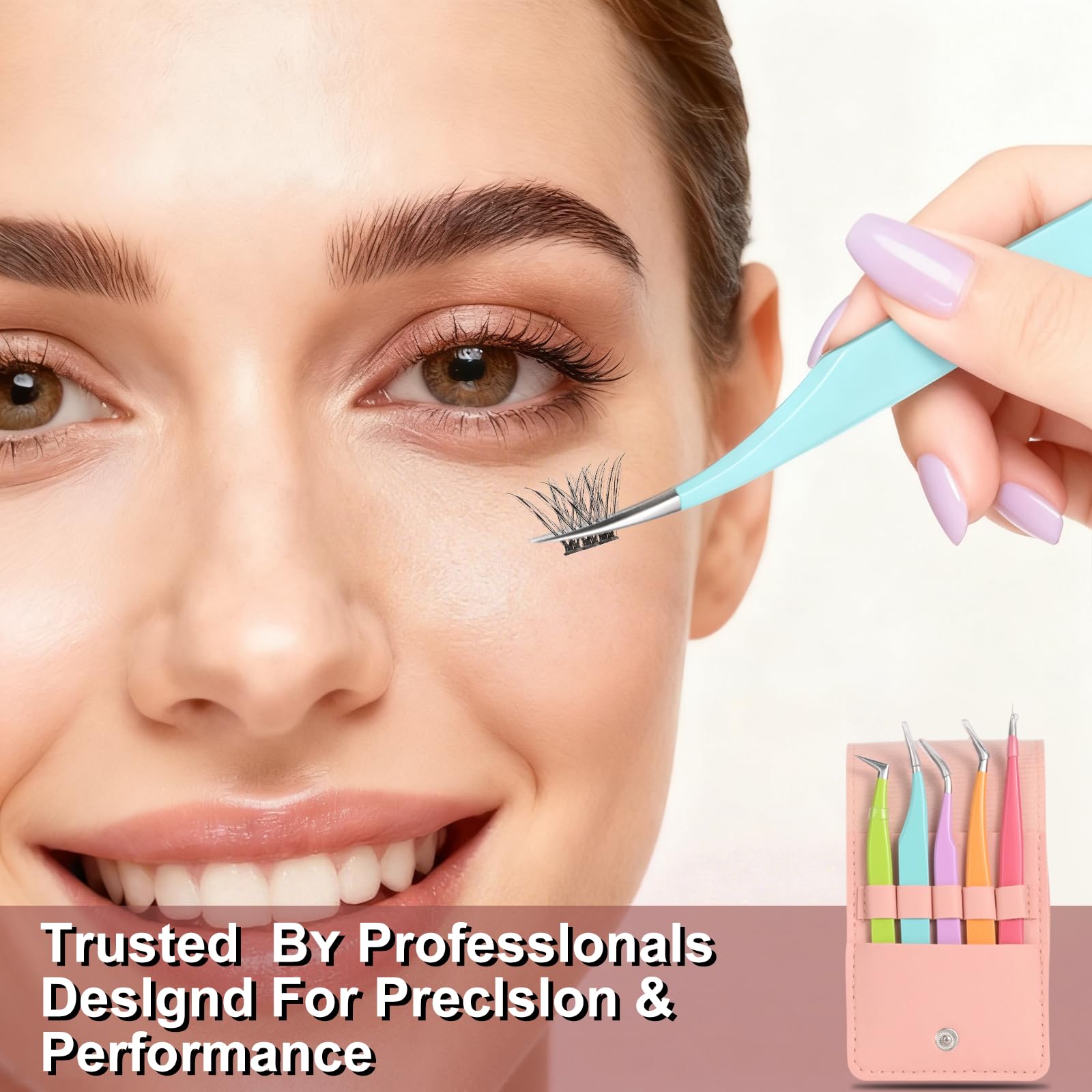Pinzas LQOQA curva delfín para contorno del ojo y mayor alcance.