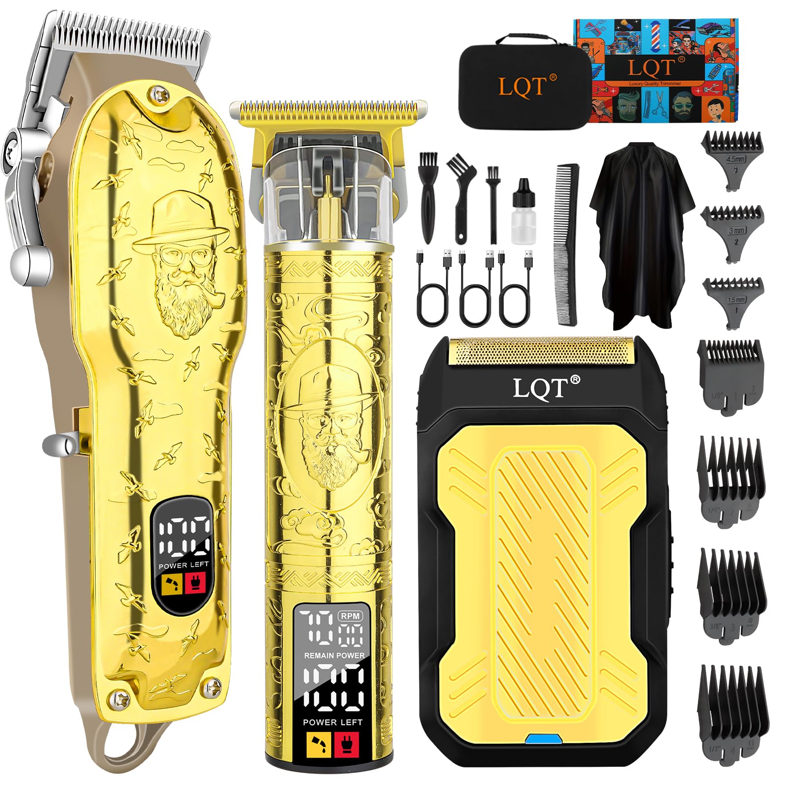 LQT set de cortapelos profesional en dorado para uso doméstico.
