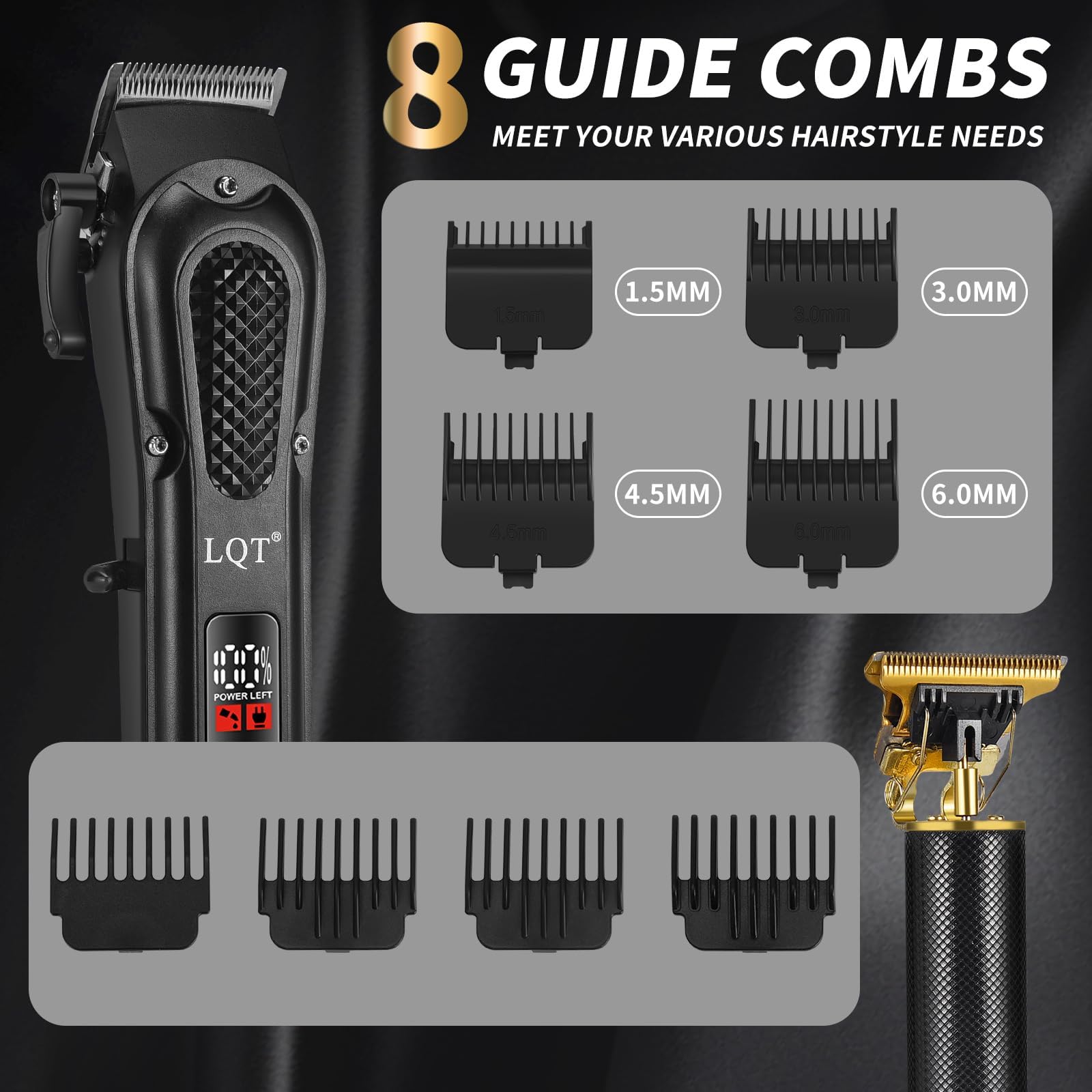 Tondeuse sans fil LQT Pro Homme avec batterie longue durée pour des coupes efficaces en famille.