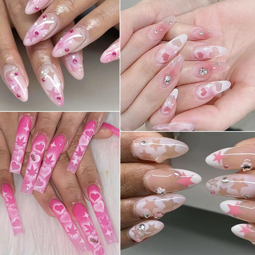 LRKNNO plantillas uñas llama con destellos para diseños llamativos en casa