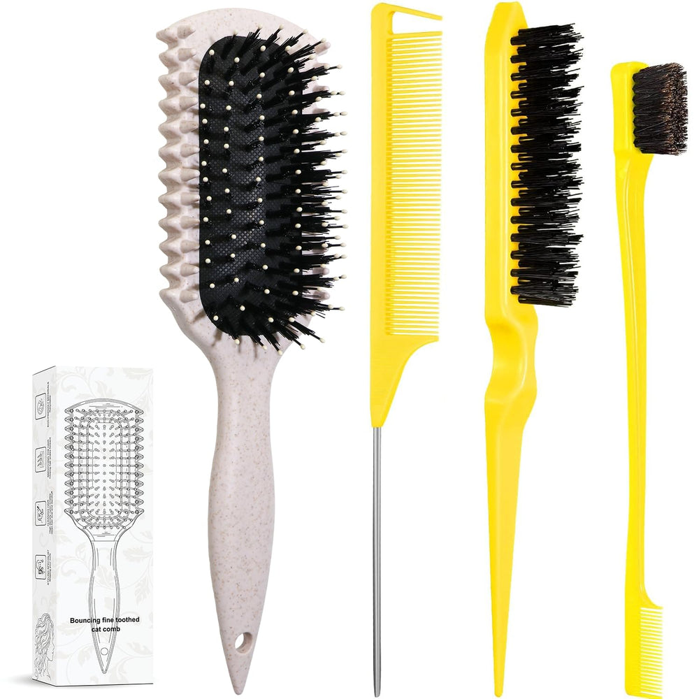 LSKHJT cepillo definidor de rizos, conjunto de 3, para definición precisa de rizos en beige.