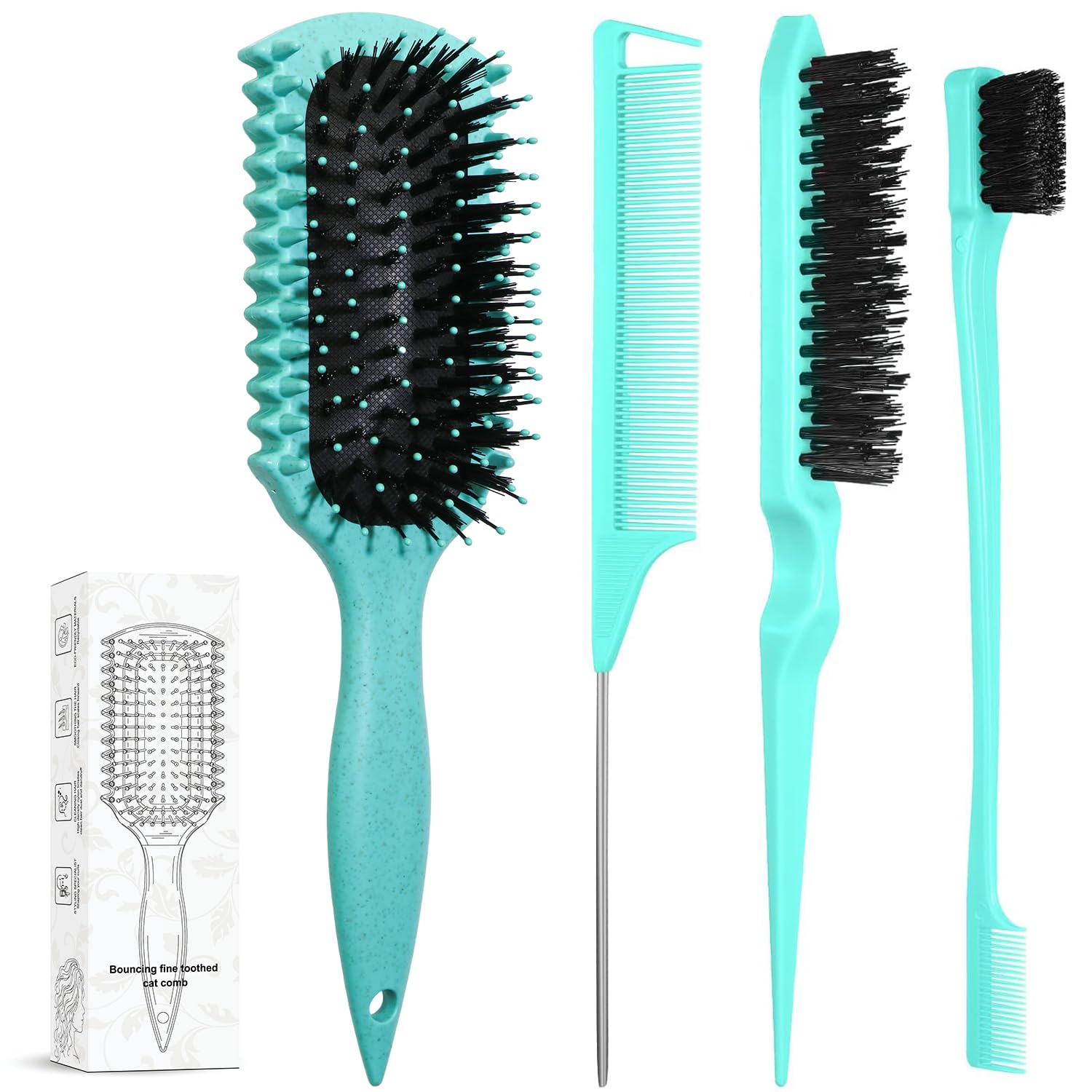 LSKHJT Cepillo Definidor de Rizos, conjunto de 3 piezas, define rizos con suavidad y control