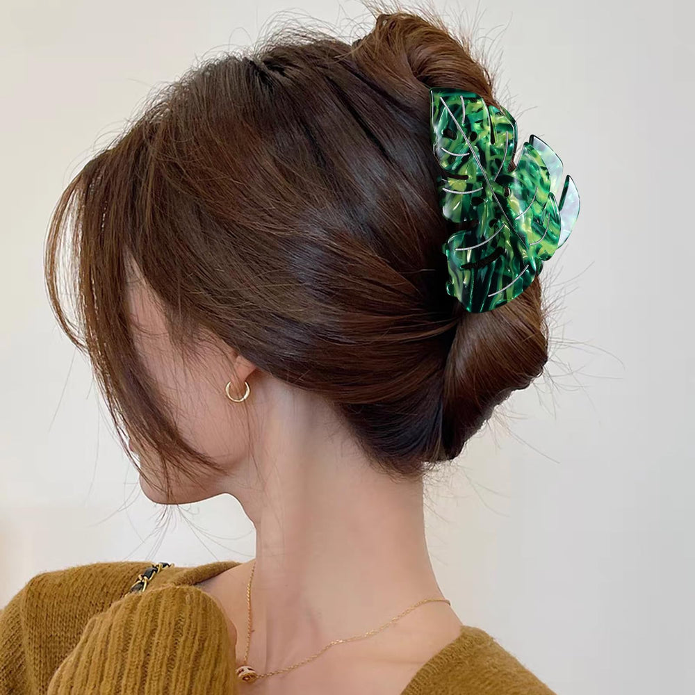 LSVOZ pinza cabello hoja verde de acetato para melenas gruesas.