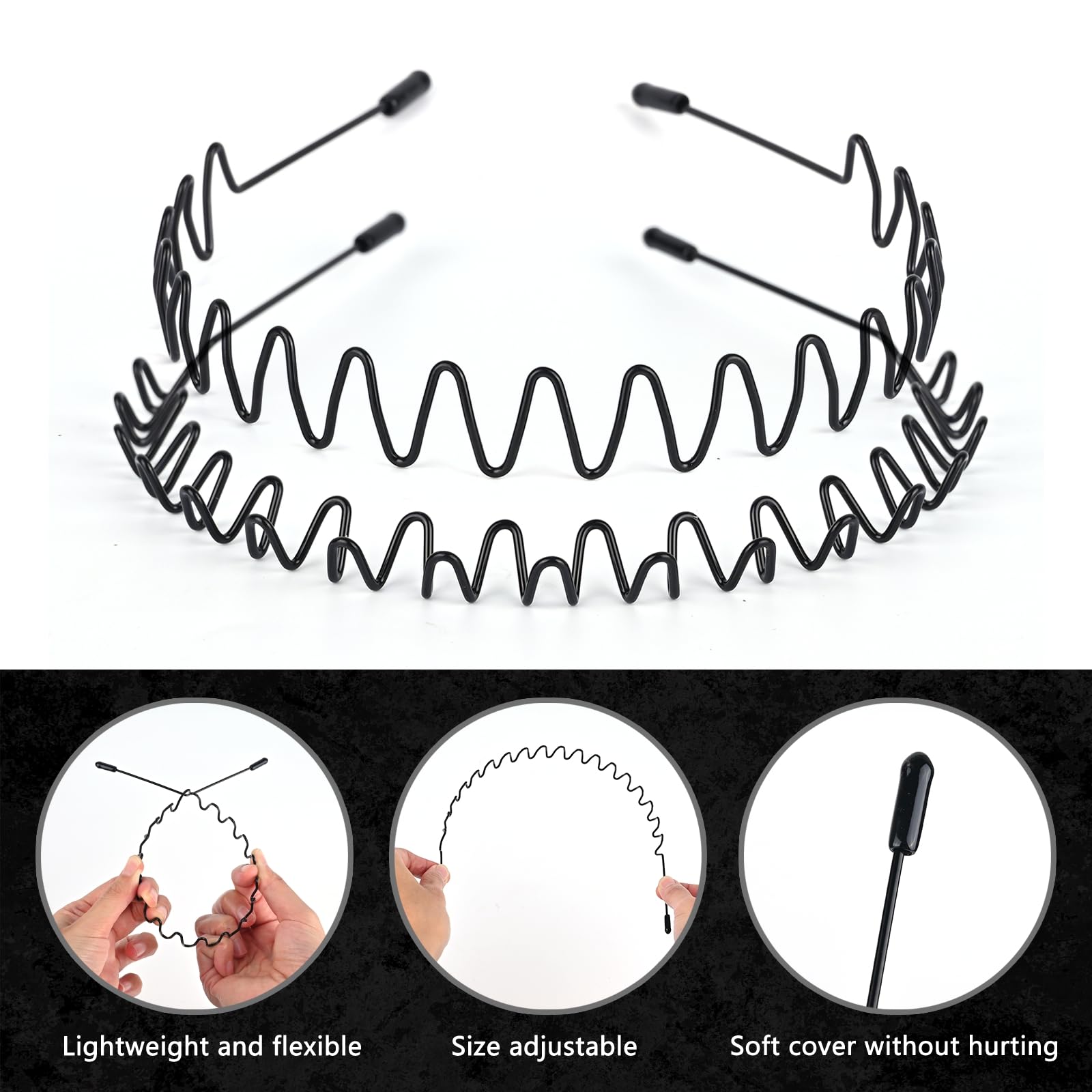 Diadema negra LTHYHJ para correr, sujeción suave durante sesiones.