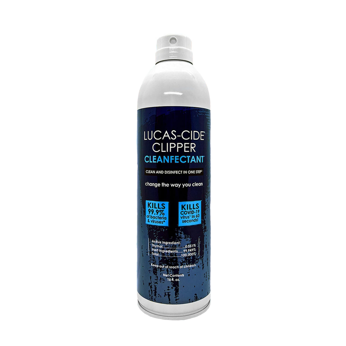 LUCAS-CIDE limpiador desinfectante para máquina de cortar pelo, listo para uso.