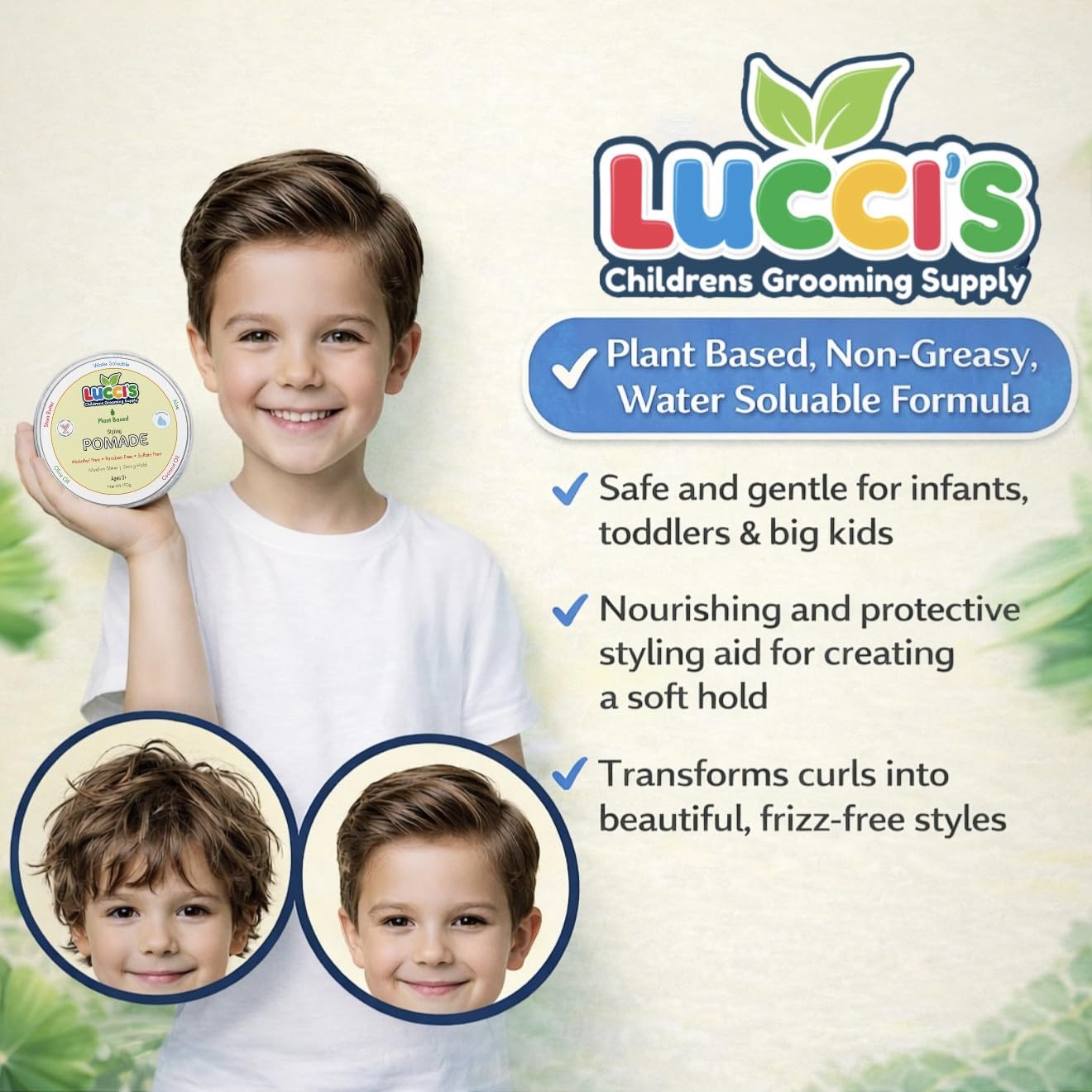 Lucci’s Gel Enfant – Application facile sur les mèches, coiffage rapide avant l’école.