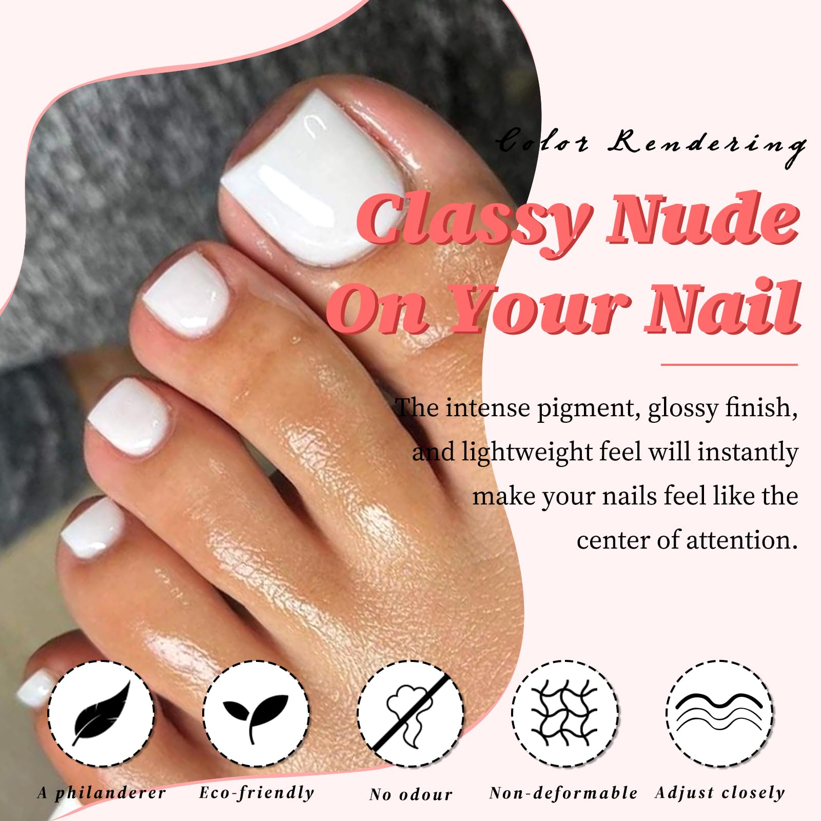 LuckForever adhesivos para uñas de los pies, fijación sencilla y limpia.