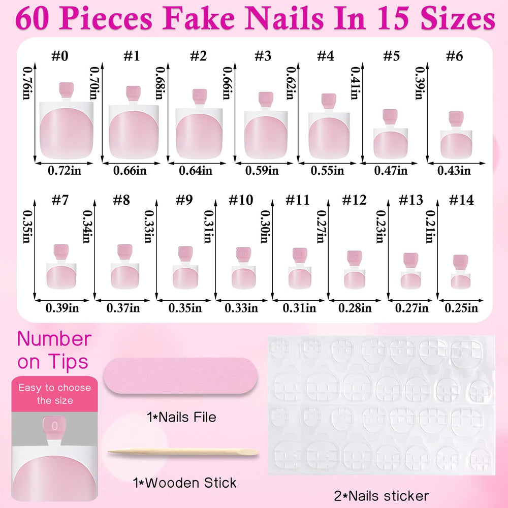 LuckForever uñas francesas blancas para pies, forma cuadrada para comodidad