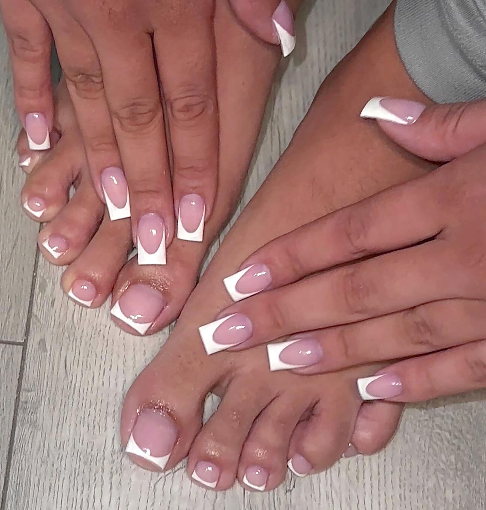 LuckForever uñas francesas para pies en sandalias, acabado pulido