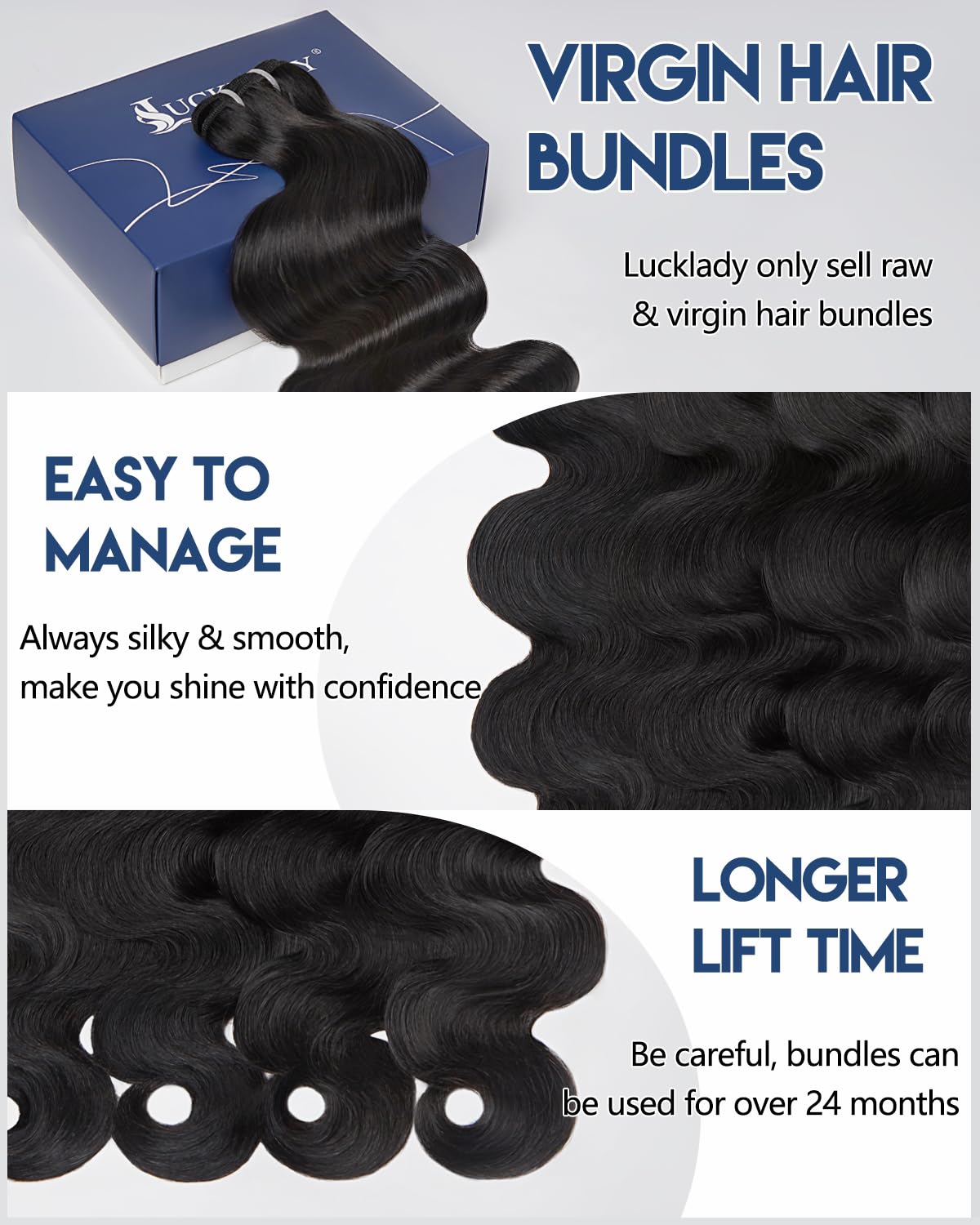 Lucklady bundles onda cuerpo 20p, volumen elegante para peinados duraderos.