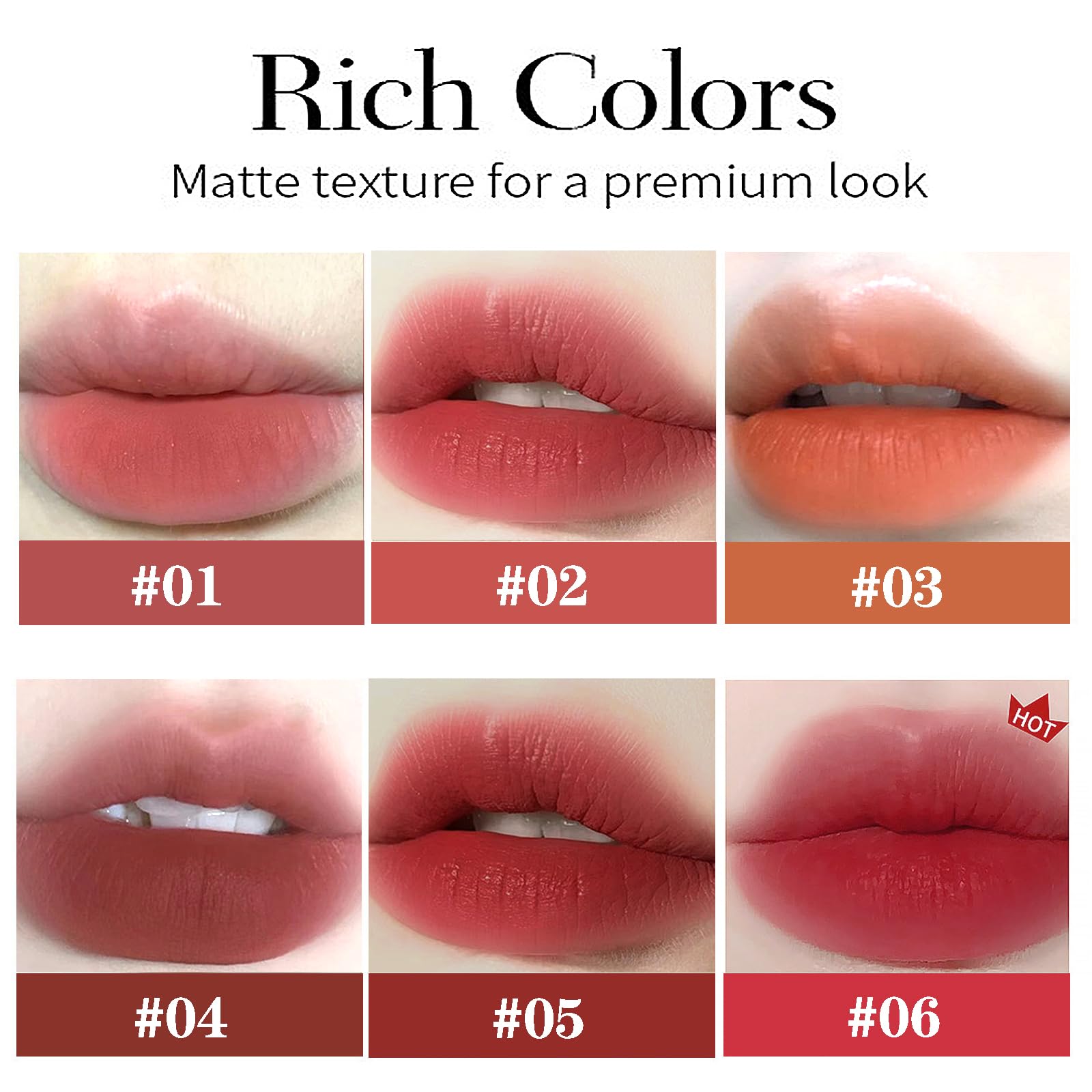 lucknest labios mate aterciopelado en 6 colores naturales para uso diario.