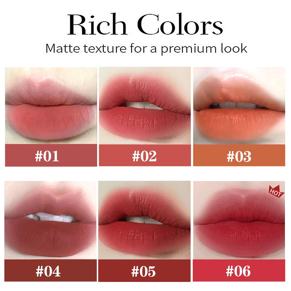 lucknest labios mate aterciopelado en 6 colores naturales para uso diario.