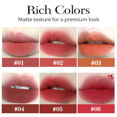 lucknest labios mate aterciopelado en 6 colores naturales para uso diario.