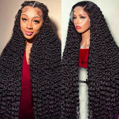 Lucksee peluca humana con onda profunda y encaje 13x6 para look natural en eventos
