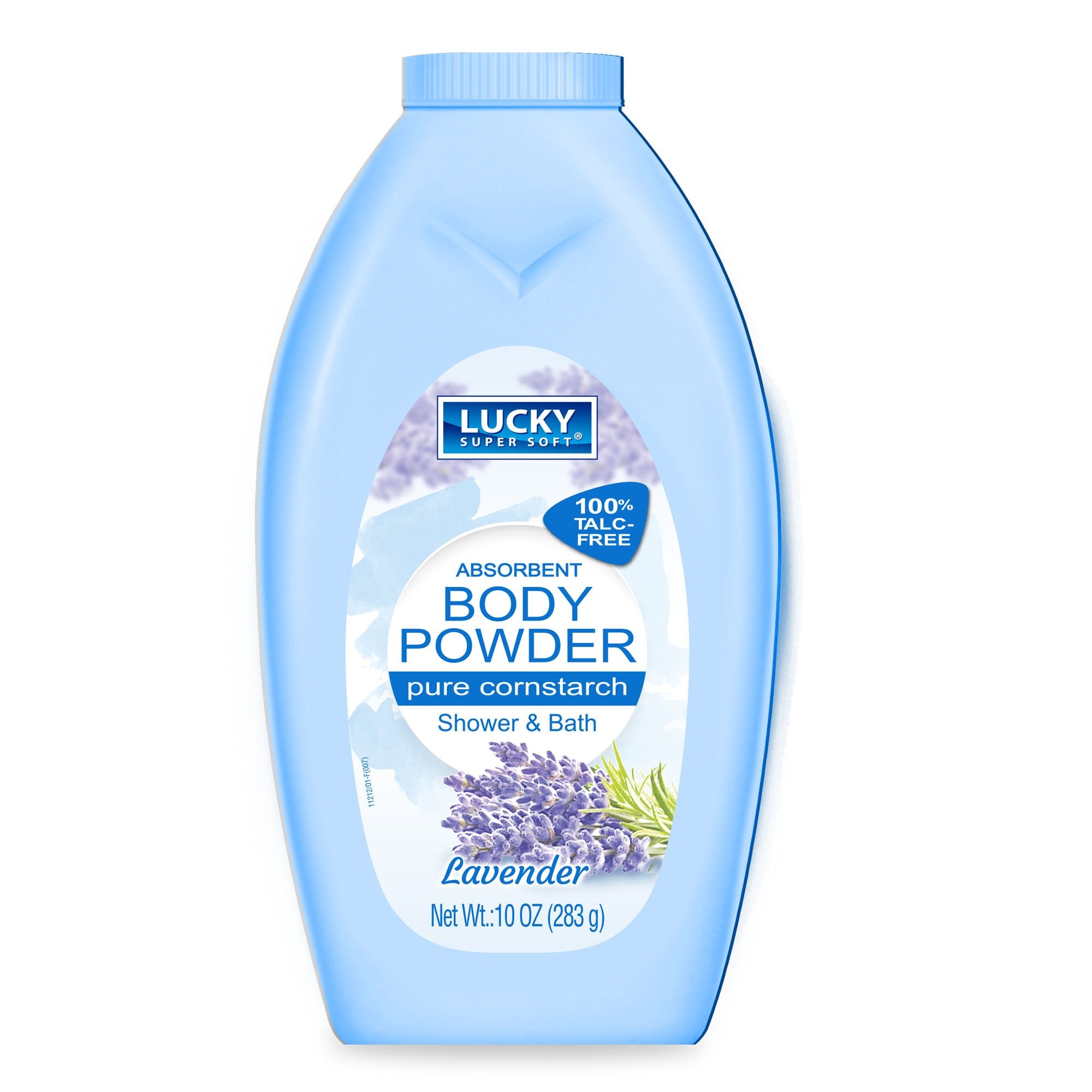 Lucky Super Soft polvo corporal de maíz con lavanda, ideal para piel seca y fresca