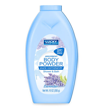 Lucky Super Soft polvo corporal de maíz con lavanda, ideal para piel seca y fresca