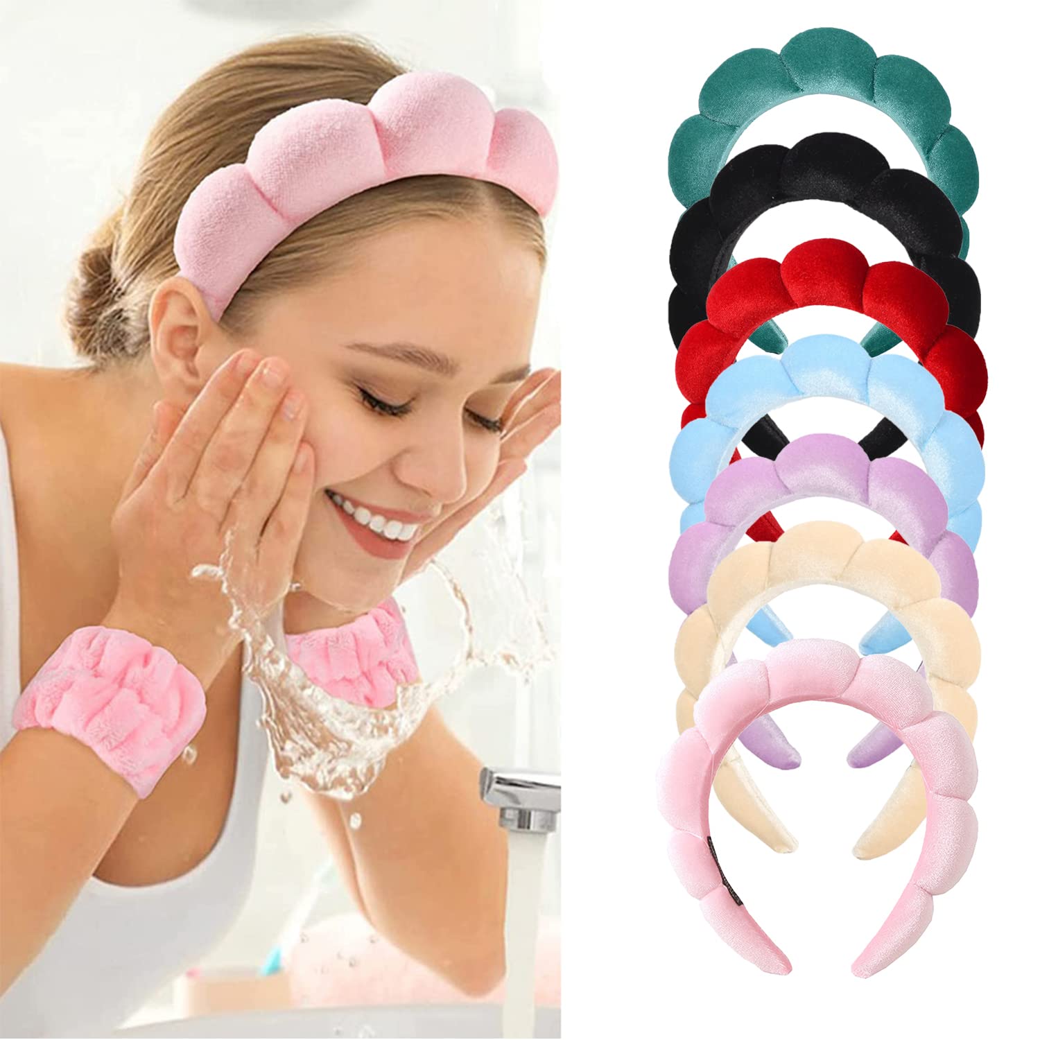Luckybear set spa en casa con diadema para lavado y protección de la ropa