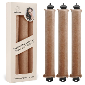 Luckybear rodillos sin calor para dormir con acabado satinado khaki, cómodo para dormir sin dañar el cabello