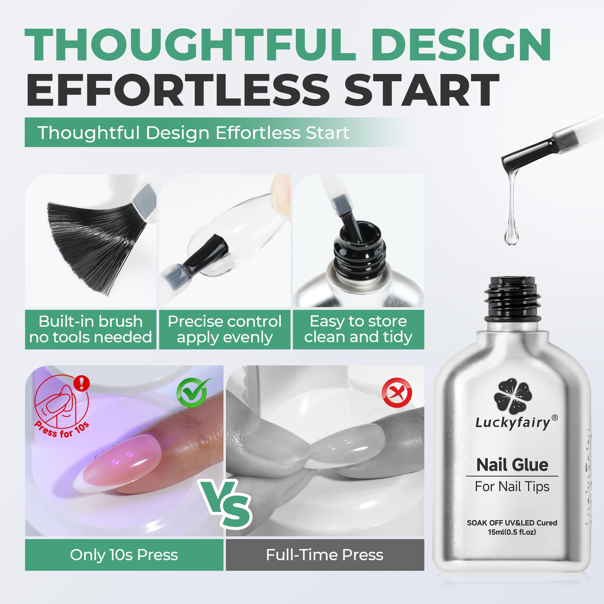 Luckyfairy gel 6 en 1, versátil para base, fortalecimiento y brillo