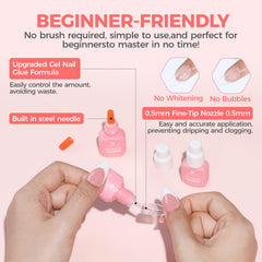 Luckyfairy adhesión firme entre uñas naturales y artificiales.