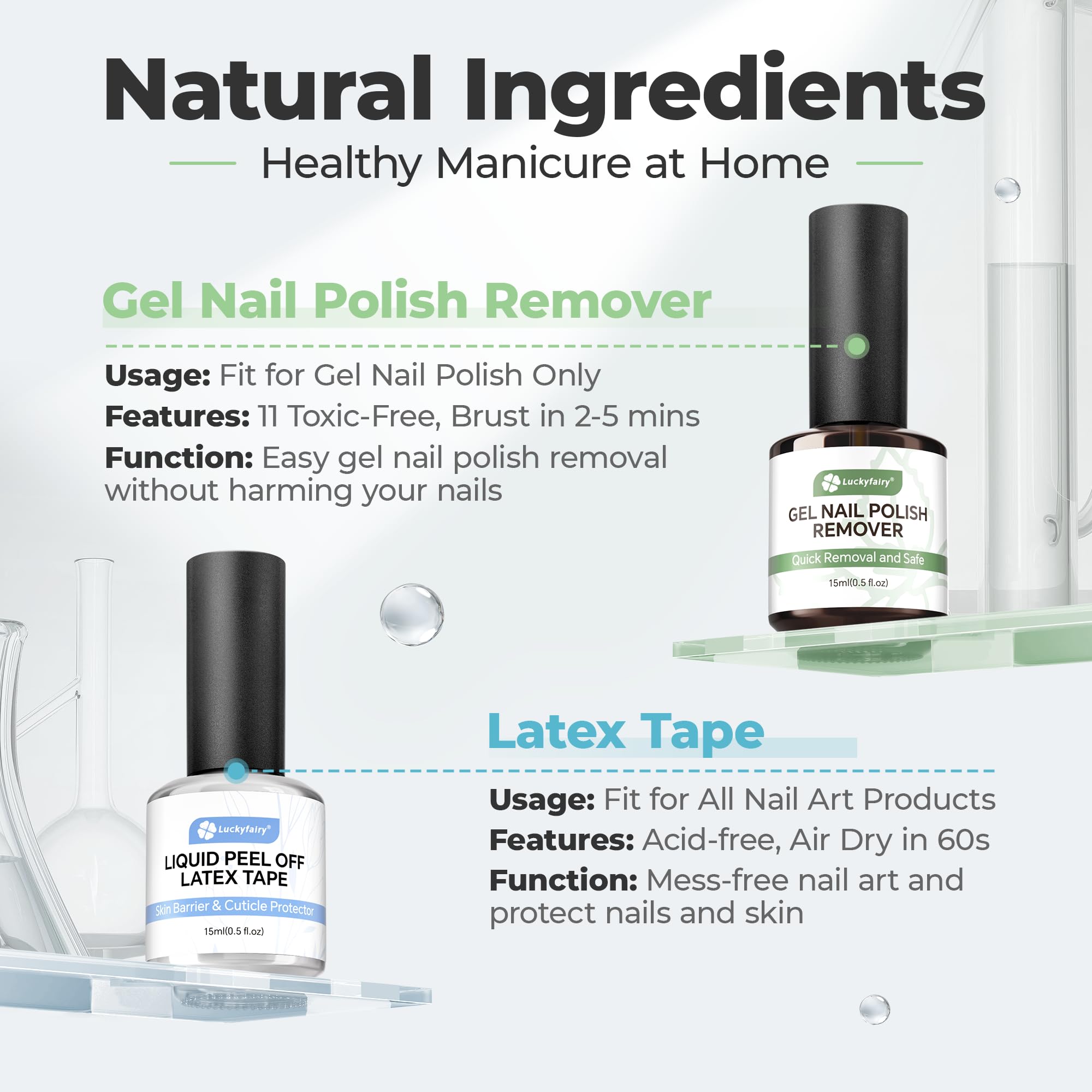 Luckyfairy aplicación rápida en minutos, sin herramientas para remover gel.