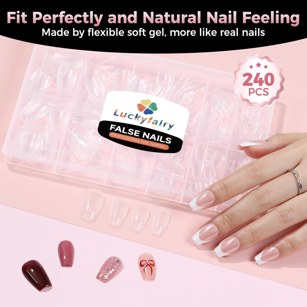Caja Luckyfairy de 240 piezas listas para uñas falsas