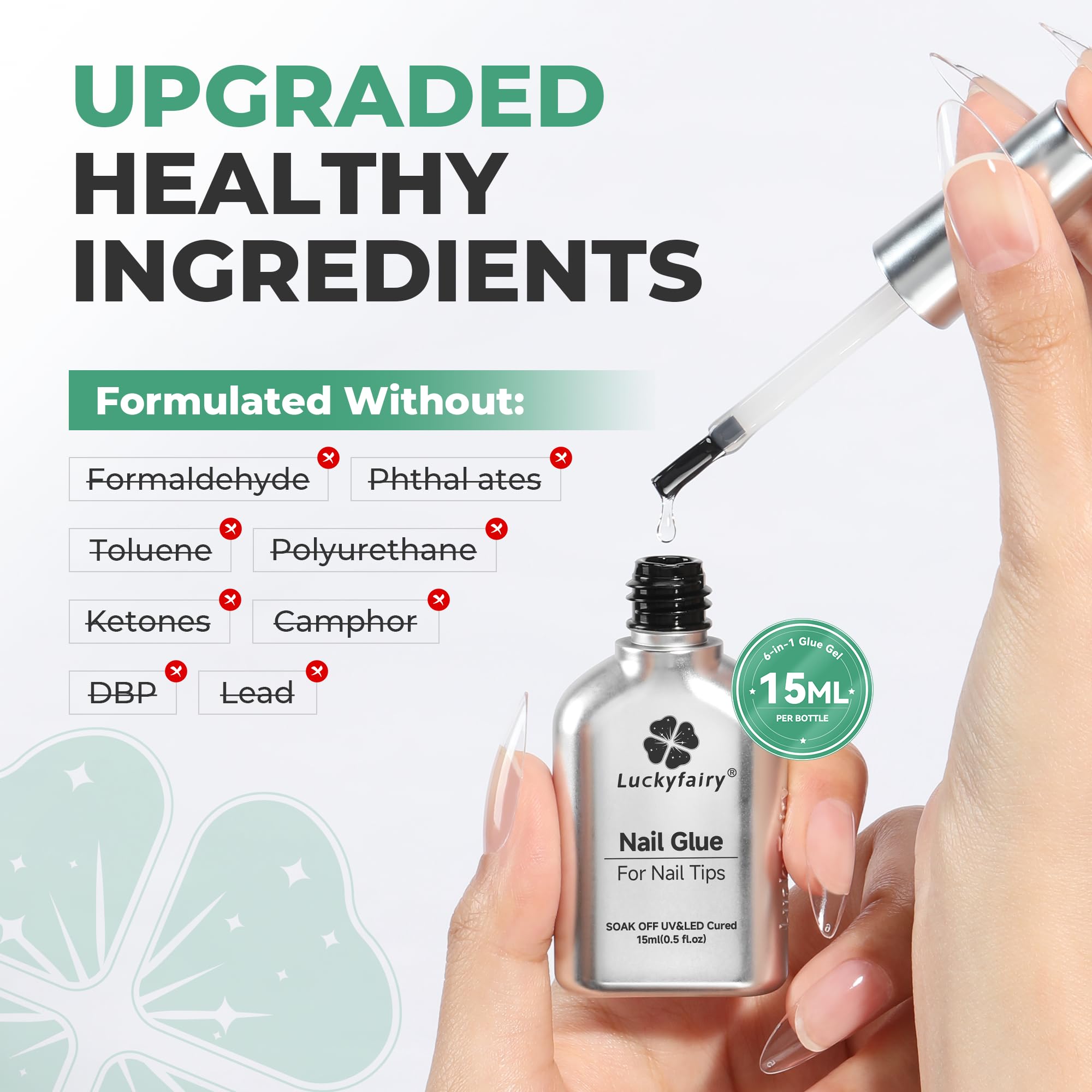 Luckyfairy compatible con geles soak-off para uñas naturales y artificiales