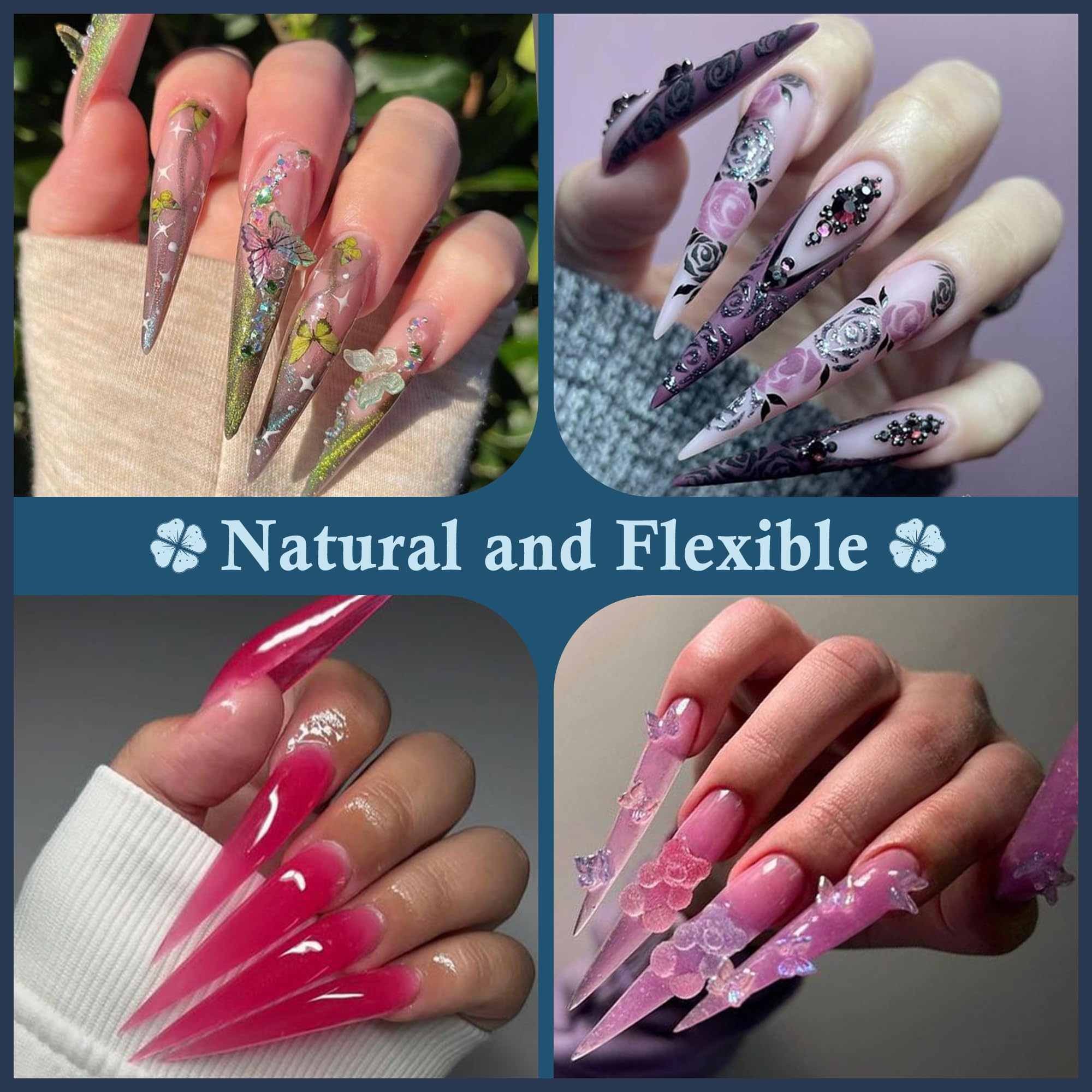 Luckyfairy conjunto de 120 tapas uñas stiletto XXL para DIY en casa