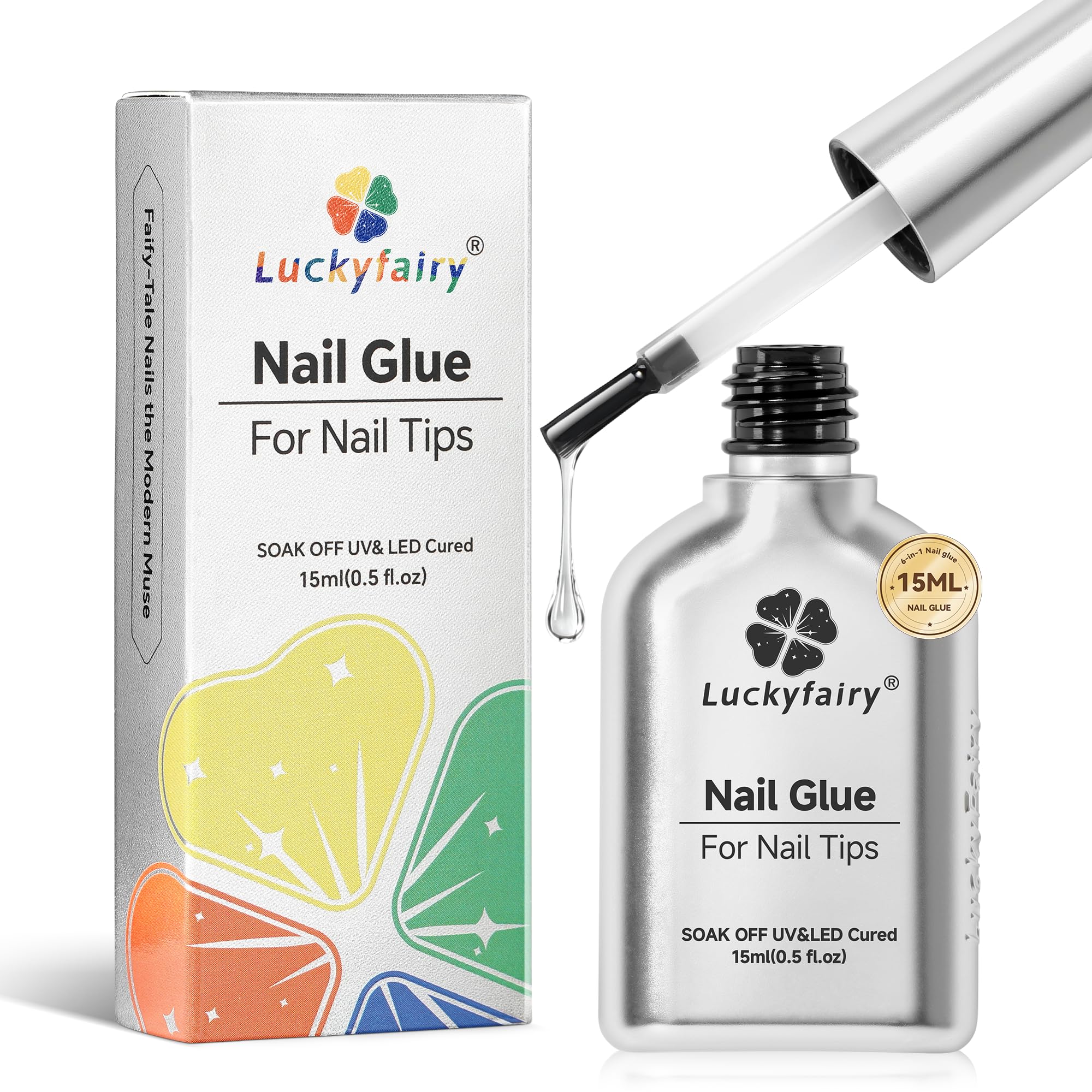 Luckyfairy gel pegamento para uñas claro, adherencia confiable para uñas artificiales