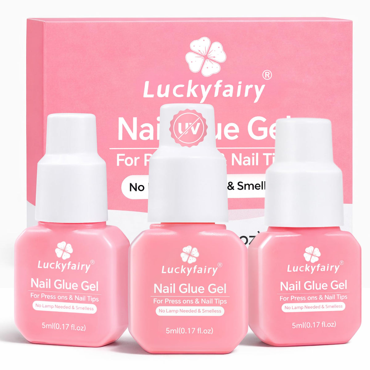 Luckyfairy pegamento gel para uñas sin lámpara UV, fijación rápida.