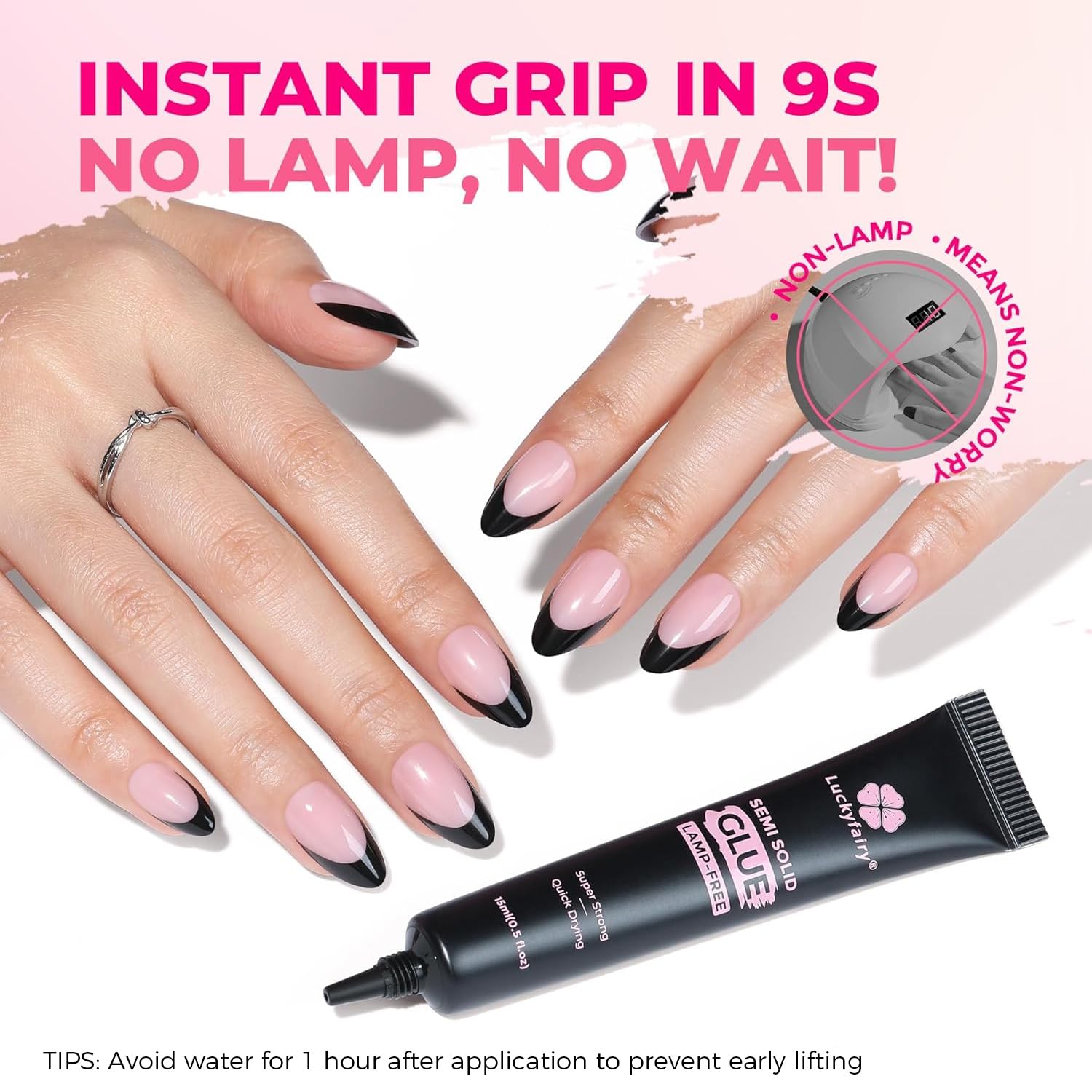 Luckyfairy pegamento uñas 4 en 1, fórmula práctica para nail art.
