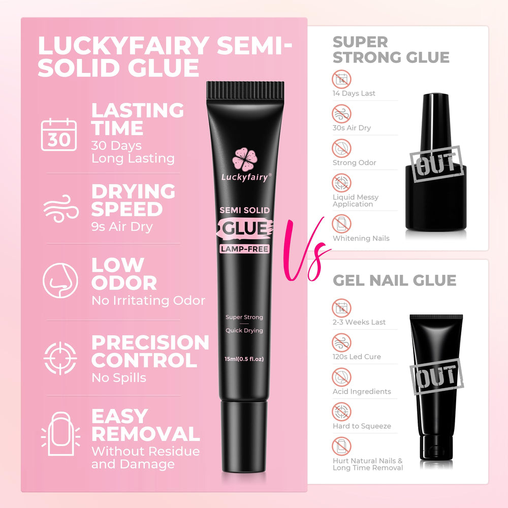 Luckyfairy pegamento uñas bajo olor, sin toxinas para uñas.