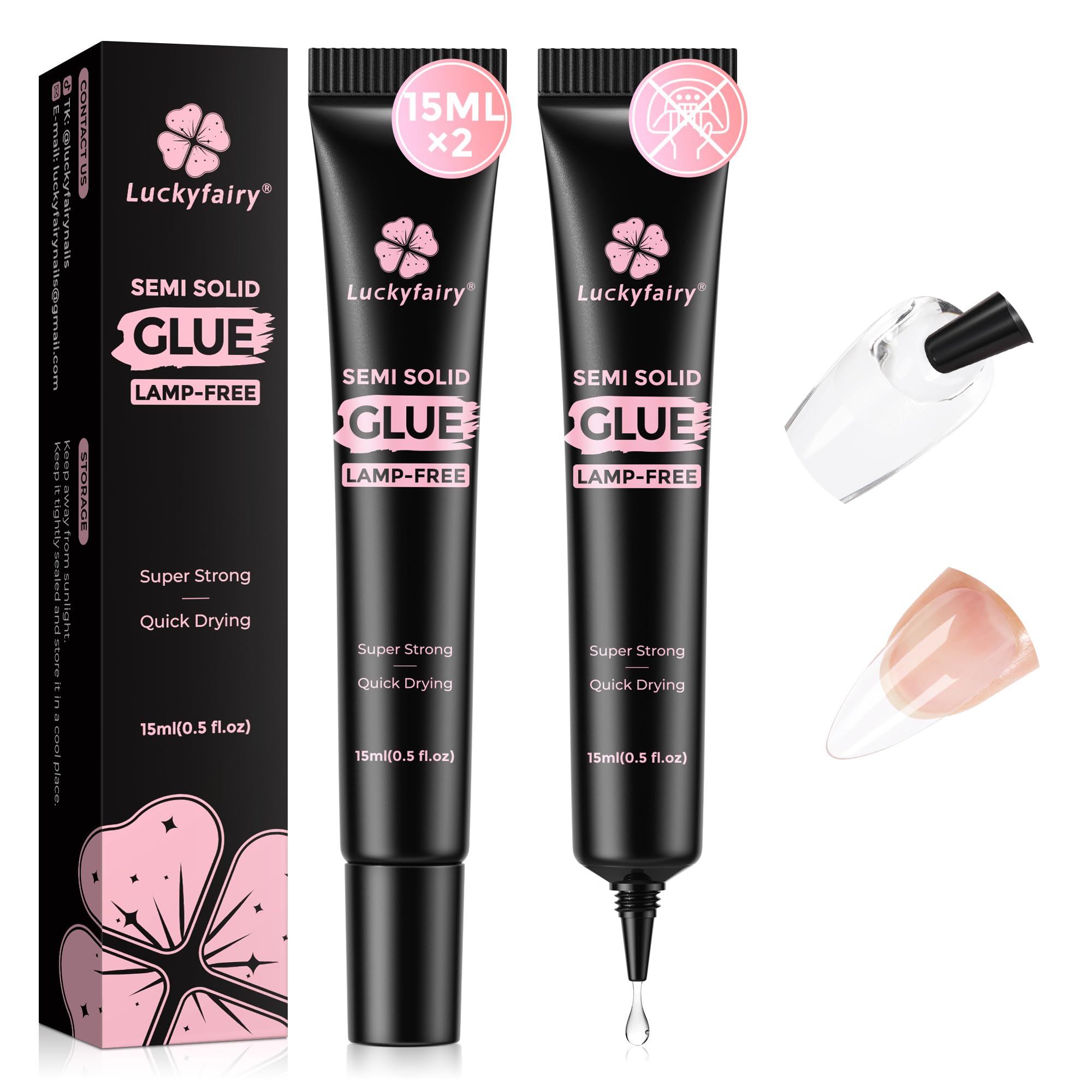 Luckyfairy pegamento uñas prensa secado al aire en 10 segundos para uso en casa.
