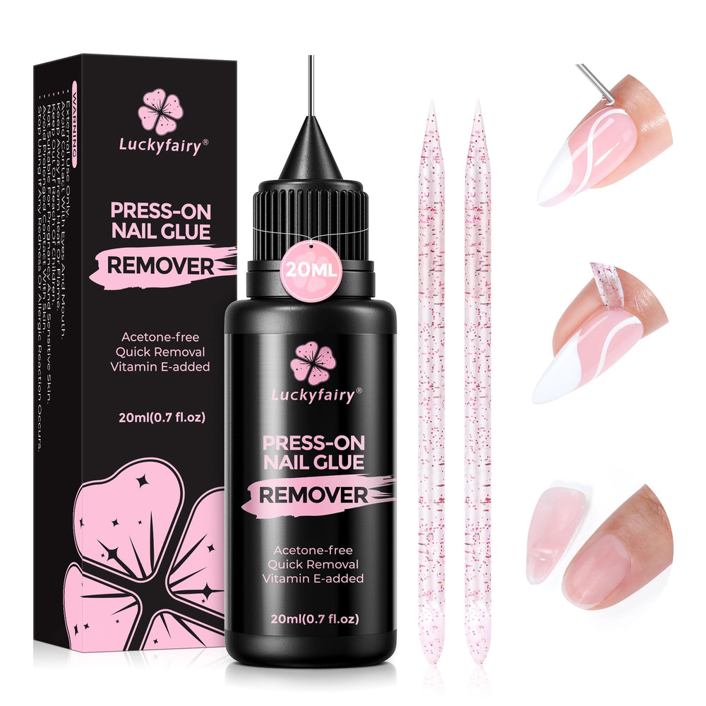 Luckyfairy Pinpoint Remover en botella, aplicación precisa para retirar adhesivo de uñas