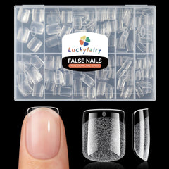 Luckyfairy puntas cuadradas extra cortas con acabado mate para manicura limpia