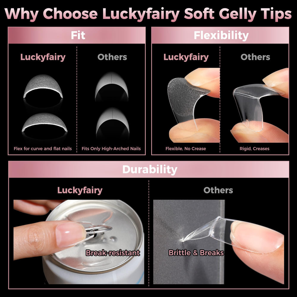 Puntas versátiles Luckyfairy para gel, acrílico y decoración