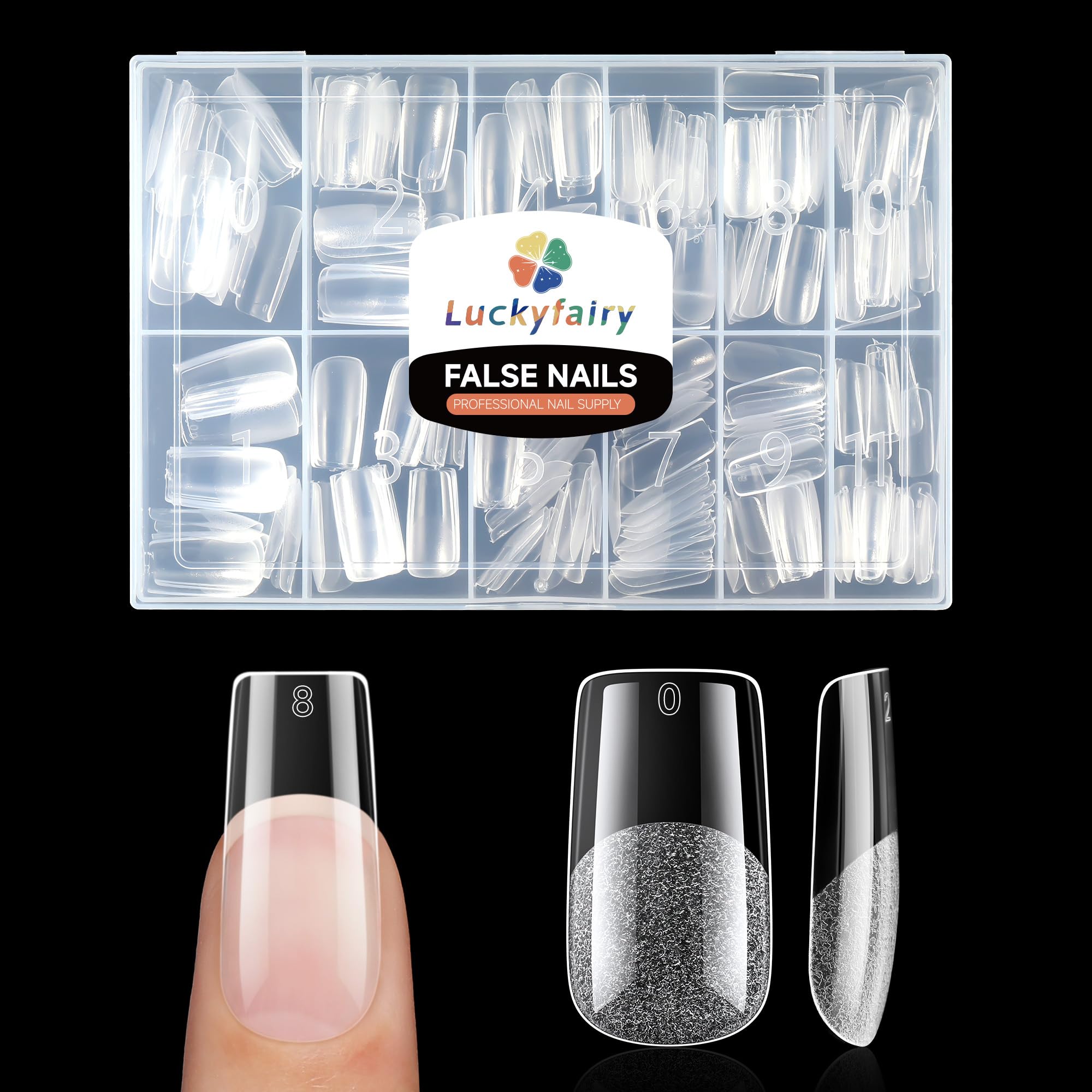 Puntas Luckyfairy uñas cuadradas medianas para extensión fácil.
