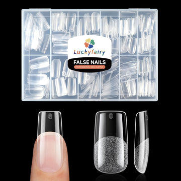 Puntas Luckyfairy uñas cuadradas medianas para extensión fácil.