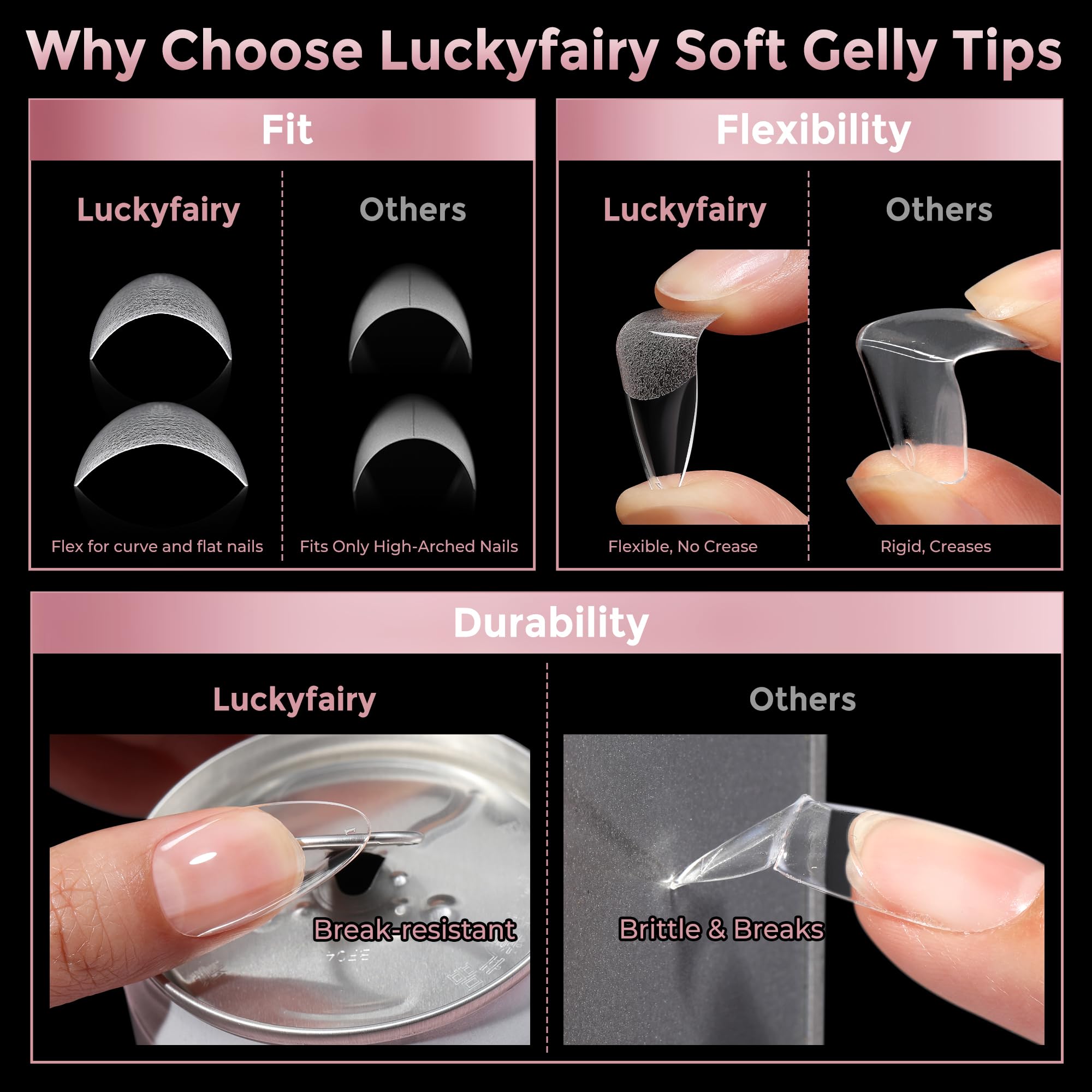 Luckyfairy puntas para uso doméstico y salones profesionales