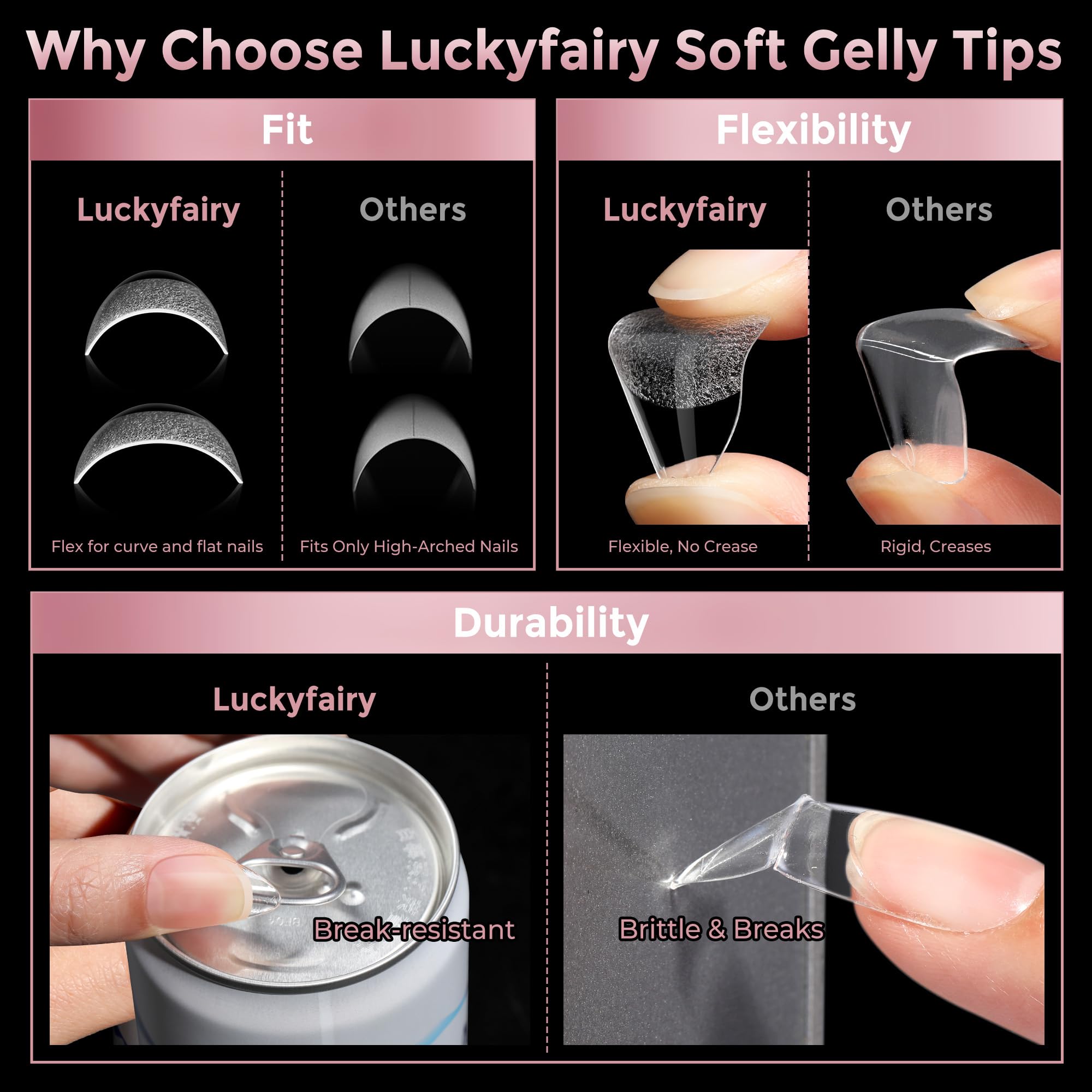 Usos múltiples Luckyfairy: gel, acrílico y polvo de inmersión.
