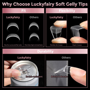 Usos múltiples Luckyfairy: gel, acrílico y polvo de inmersión.