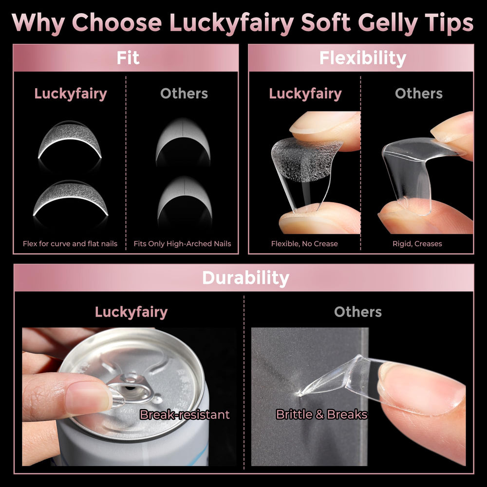 Usos múltiples Luckyfairy: gel, acrílico y polvo de inmersión.