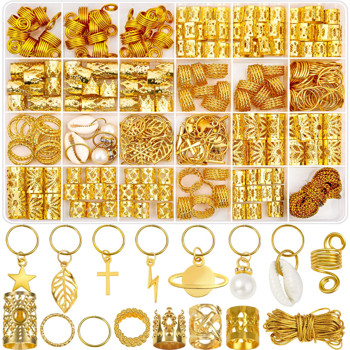 Lucomb accesorios para cabello rastas: anillos decorativos que realzan trenzas con brillo.