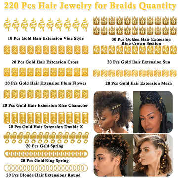 Lucomb aros dorados para dreadlocks, realzan el estilo con brillo dorado