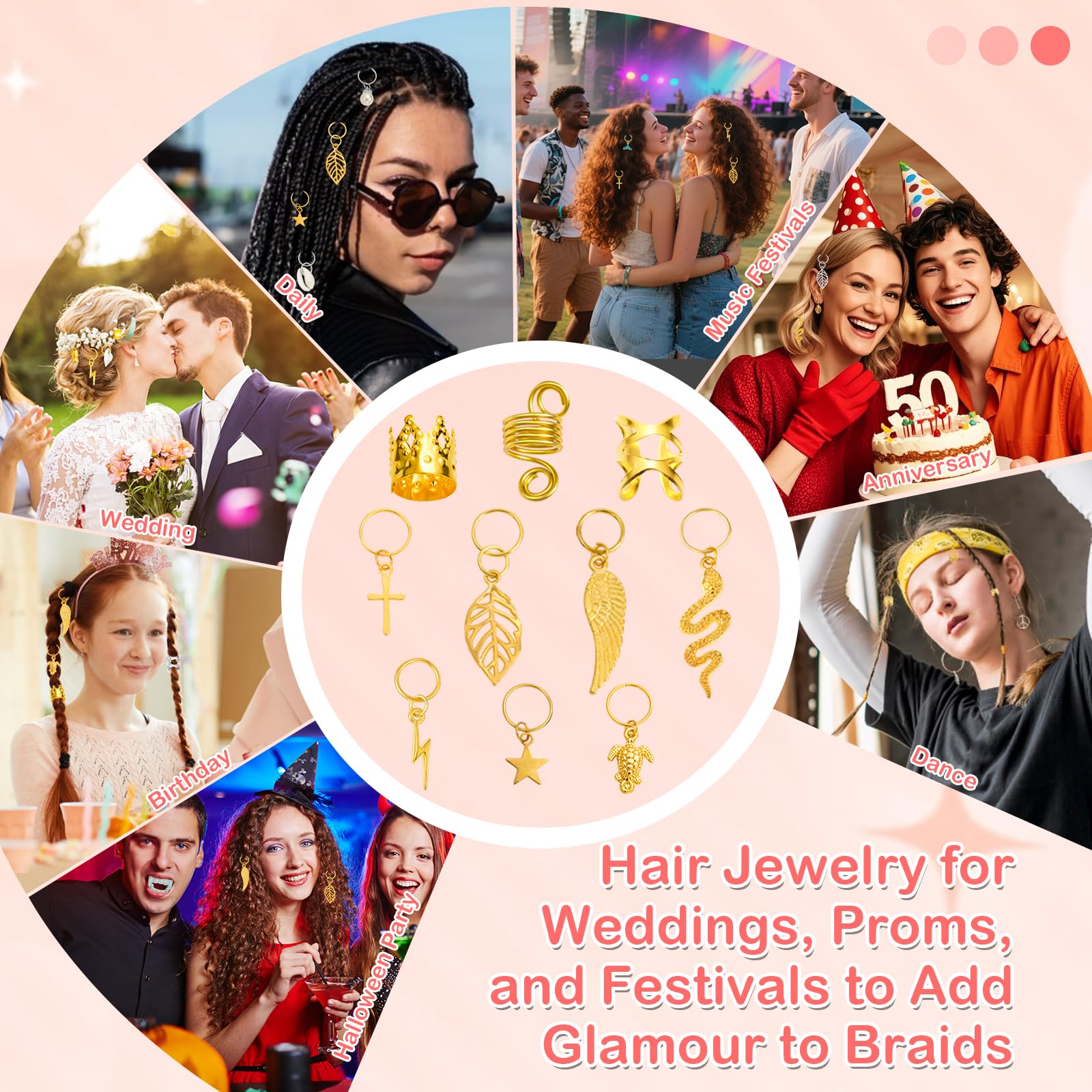 Lucomb: pendientes y talismanes para trenzas, perfectos para festivales y fiestas