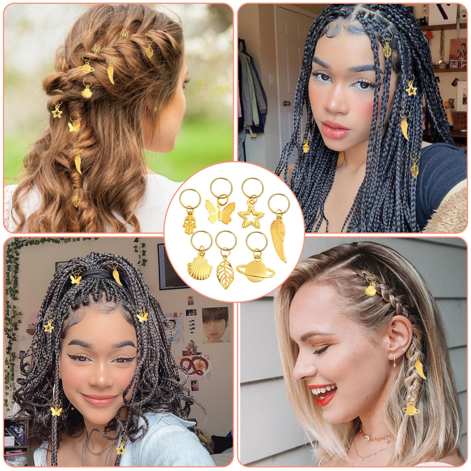 Lucomb set de accesorios para trenzas oro múltiples estilos